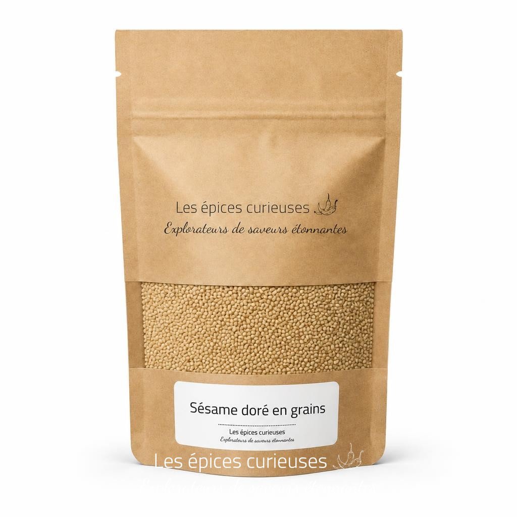 Sésame doré en grains – Packaging – Les Épices Curieuses Sésame doré en grains - Packaging - Les Épices Curieuses