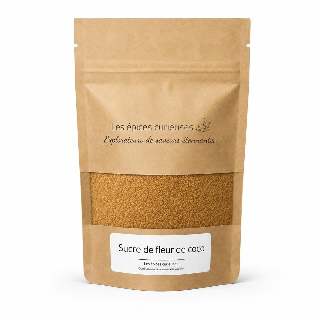 Sucre de fleur de coco – Packaging – Les Épices Curieuses Sucre de fleur de coco - Packaging - Les Épices Curieuses
