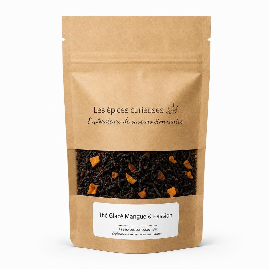 Thé Glacé Mangue & Passion – Packaging – Les Épices Curieuses Thé Glacé Mangue & Passion - Packaging - Les Épices Curieuses