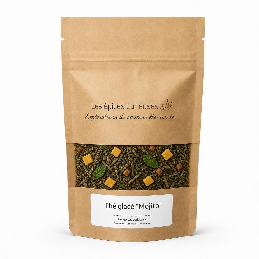 Thé glacé « Mojito » – Packaging – Les Épices Curieuses Thé glacé "Mojito" - Packaging - Les Épices Curieuses