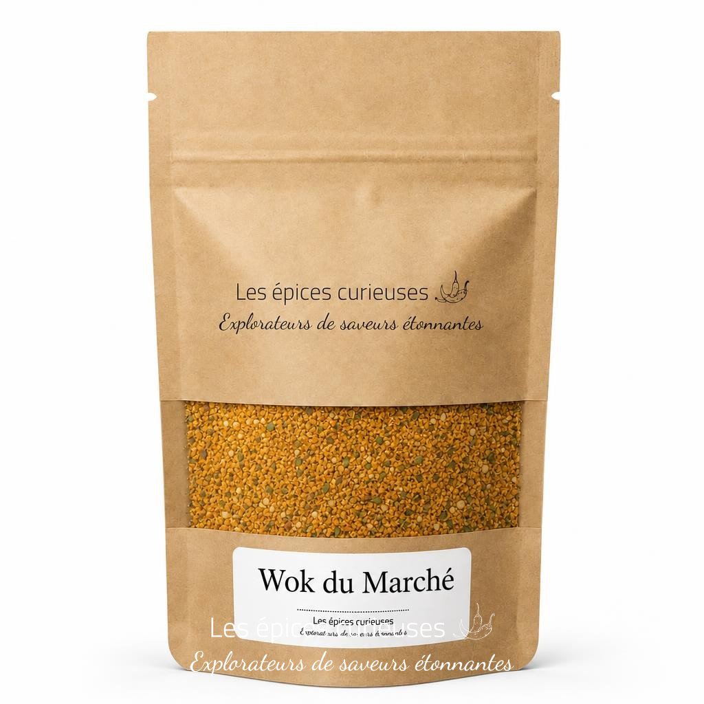 Wok du Marché – Packaging – Les Épices Curieuses Wok du Marché - Packaging - Les Épices Curieuses