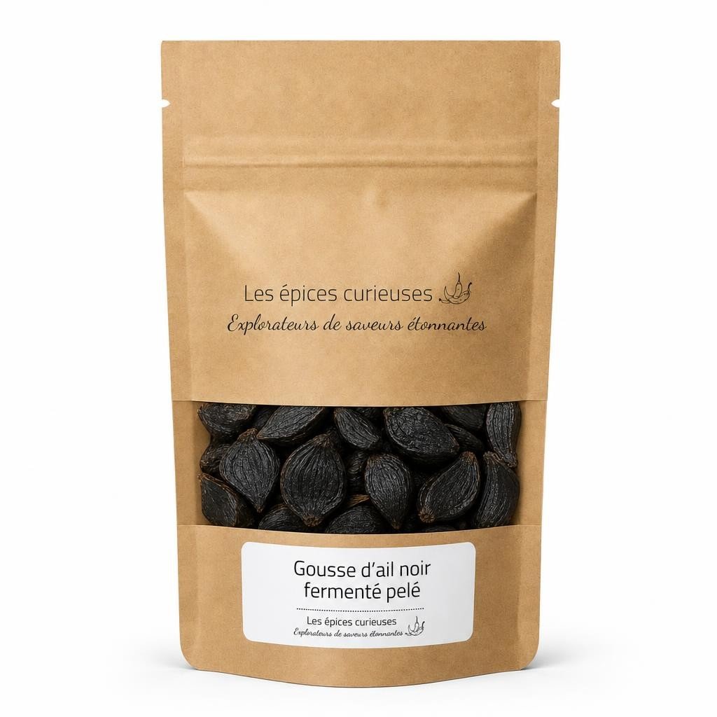 Gousse d’ail noir fermenté pelé – Packaging – Les Épices Curieuses Gousse d'ail noir fermenté pelé - Packaging - Les Épices Curieuses