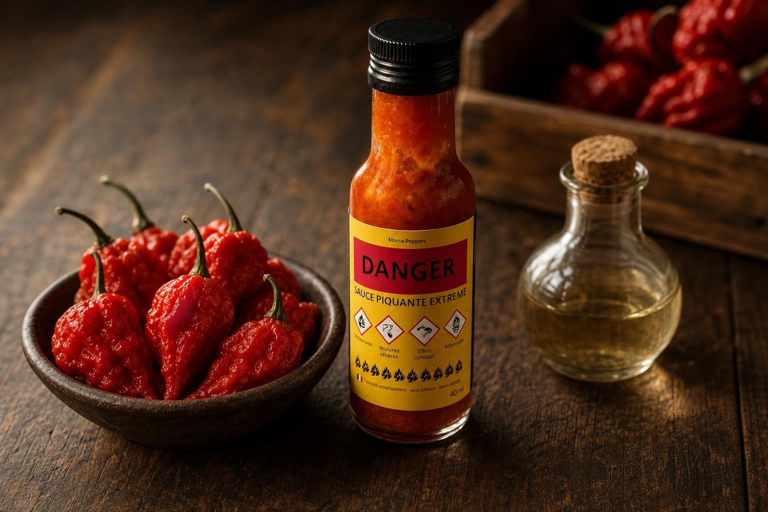 Sauce Piquante Danger (force 10/10) ultra forte – Visuel produit – Les Épices Curieuses Sauce Piquante Danger (force 10/10) ultra forte - Les Épices Curieuses